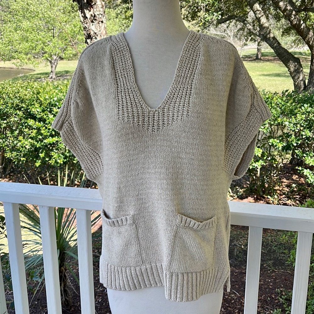 Massimo Dutti Cream Tunic Pockets Sweater